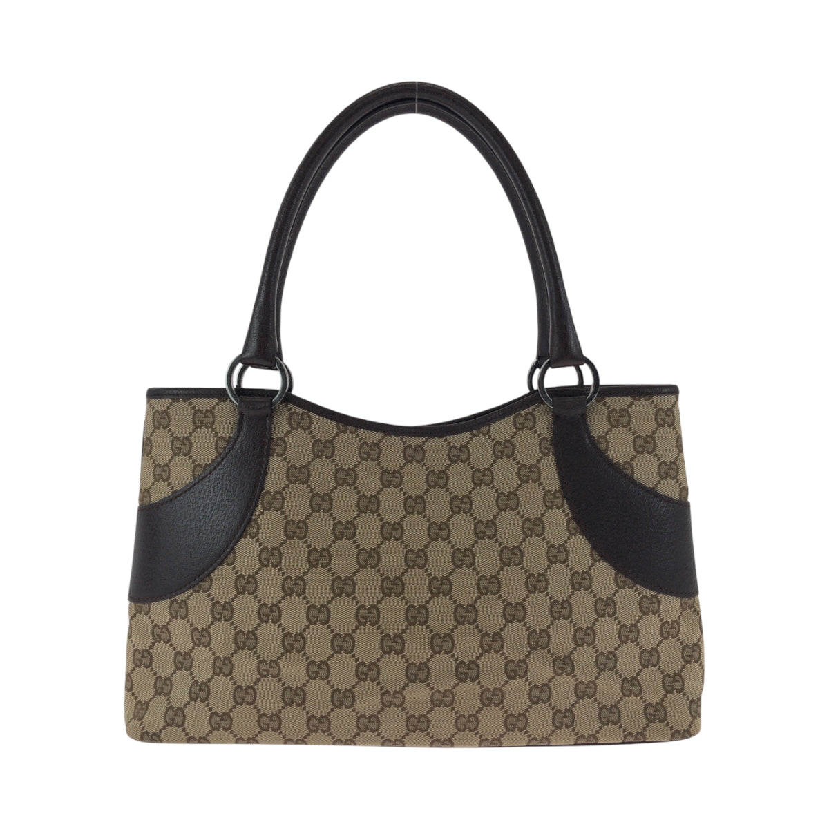 17462
GUCCI グッチ ベージュ ダークブラウン シルバー金具 GGキャンバス 113015 トートバッグ ハンドバッグ  レディース ABP35