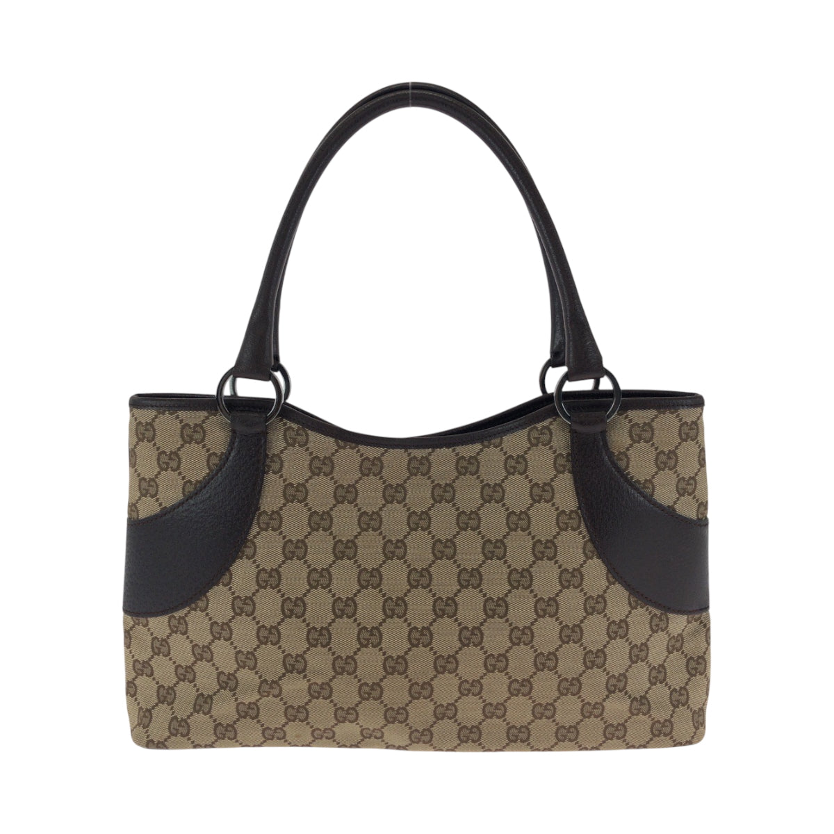 17462
GUCCI グッチ ベージュ ダークブラウン シルバー金具 GGキャンバス 113015 トートバッグ ハンドバッグ  レディース ABP35