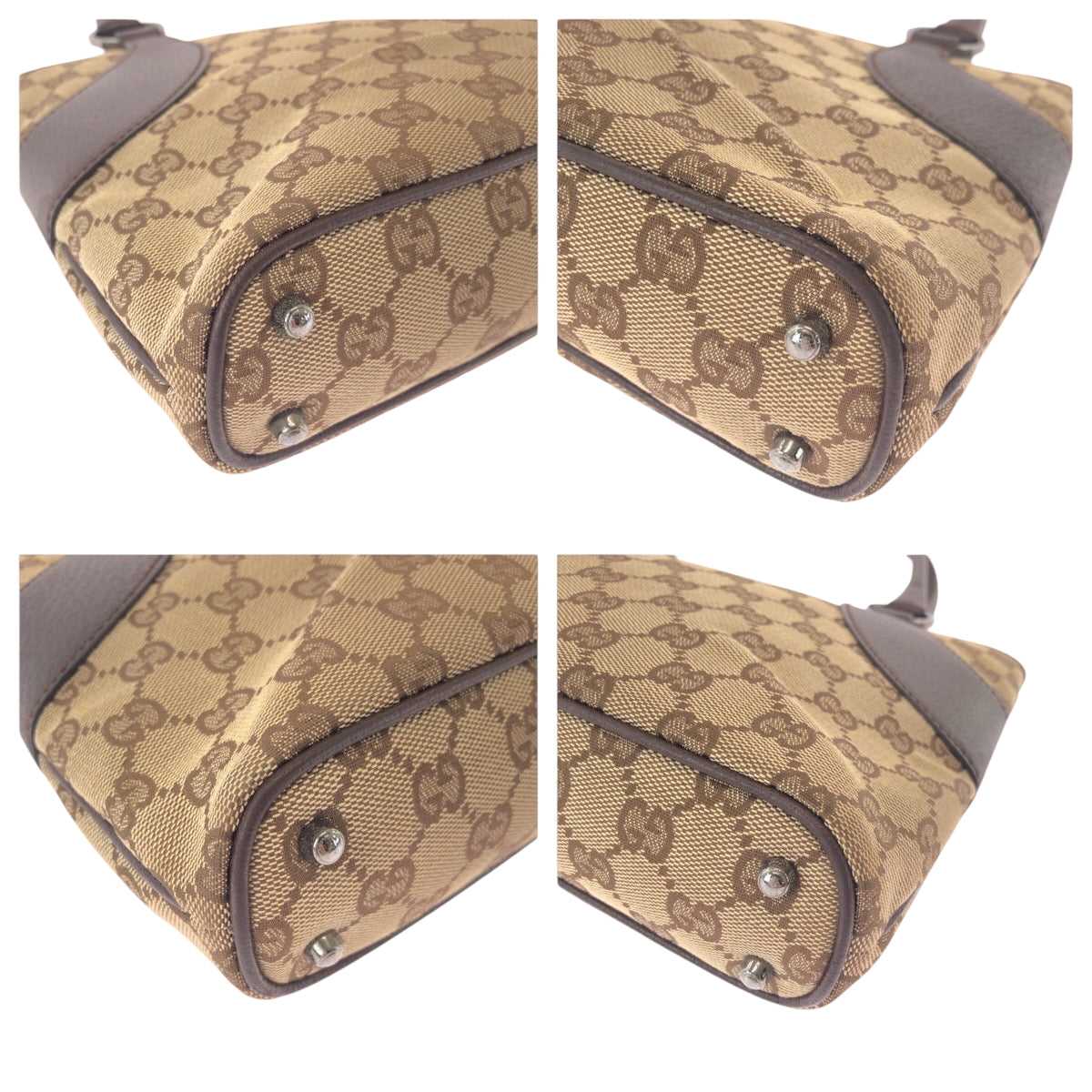 17462
GUCCI グッチ ベージュ ダークブラウン シルバー金具 GGキャンバス 113015 トートバッグ ハンドバッグ  レディース ABP35