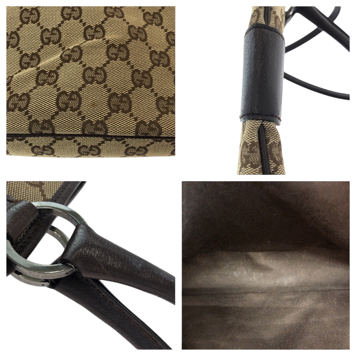 17462
GUCCI グッチ ベージュ ダークブラウン シルバー金具 GGキャンバス 113015 トートバッグ ハンドバッグ  レディース ABP35