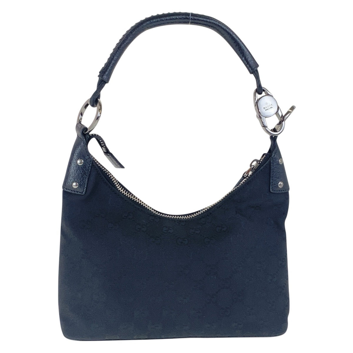 17463
GUCCI グッチ ブラック 黒 シルバー金具 GGキャンバス / レザー 115002 ホーボー ショルダーバッグ  レディース ABP40
