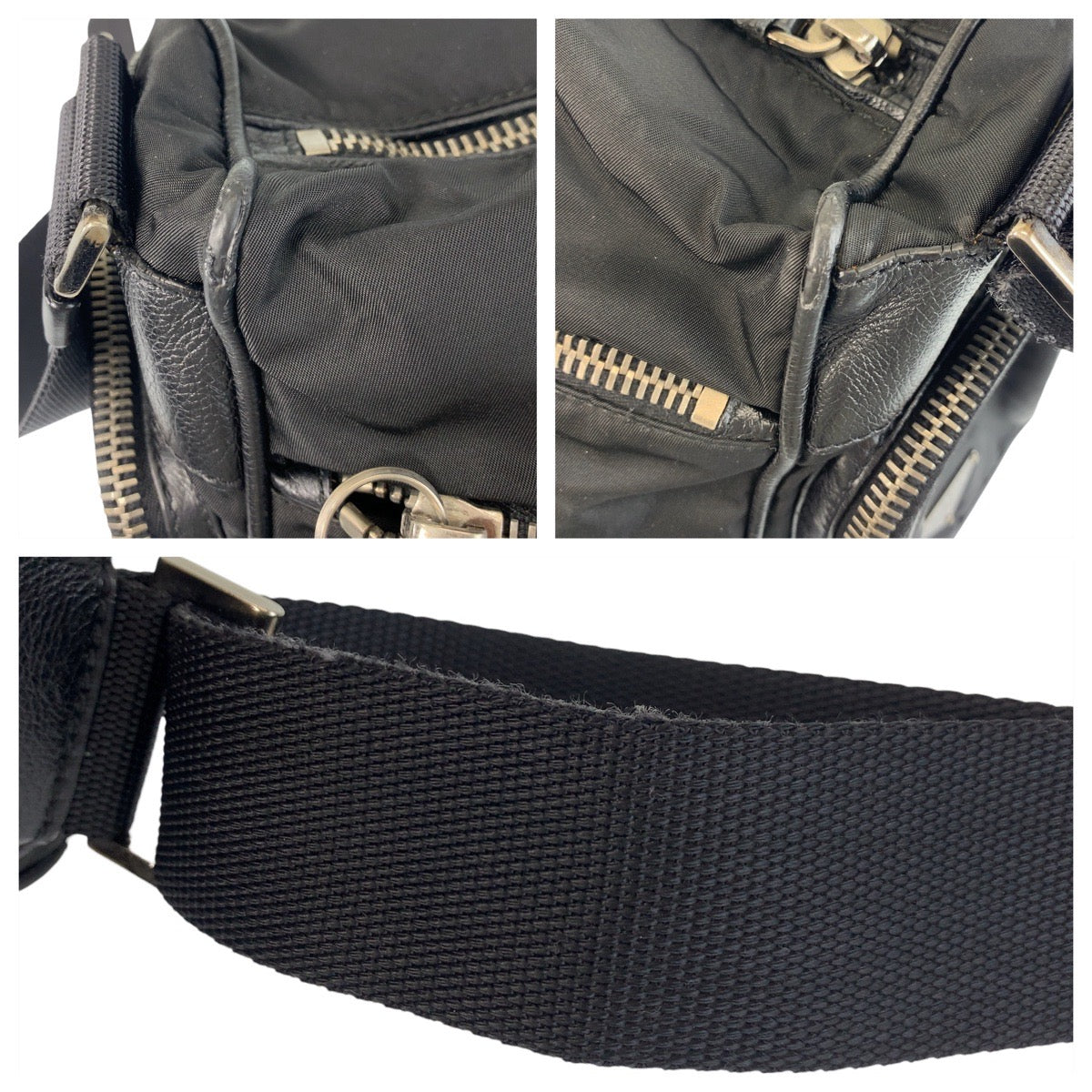 17464
PRADA プラダ テスート 三角ロゴプレート ブラック 黒 シルバー金具 ナイロン ショルダーバッグ メッセンジャーバッグ  メンズ AB22