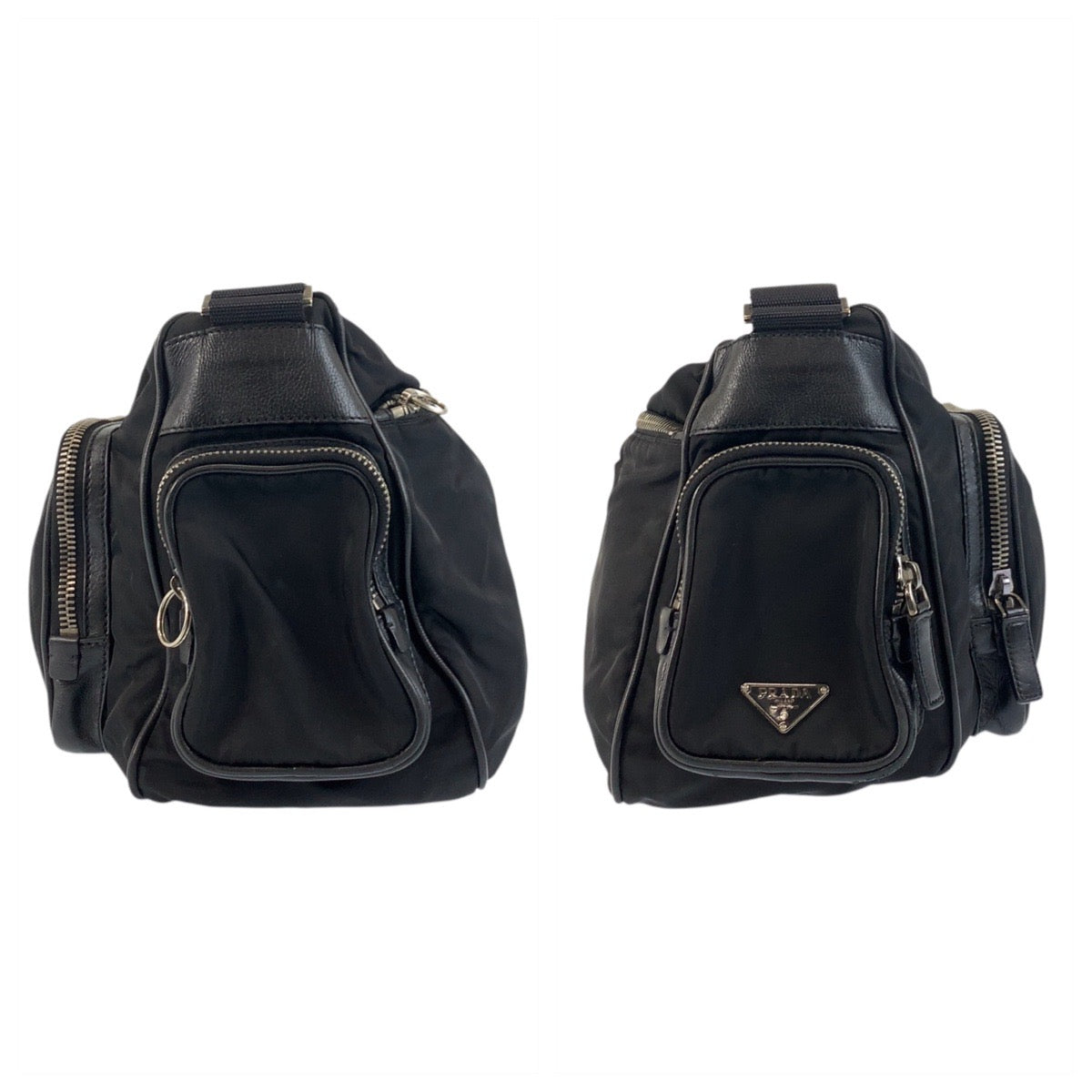 17464
PRADA プラダ テスート 三角ロゴプレート ブラック 黒 シルバー金具 ナイロン ショルダーバッグ メッセンジャーバッグ  メンズ AB22