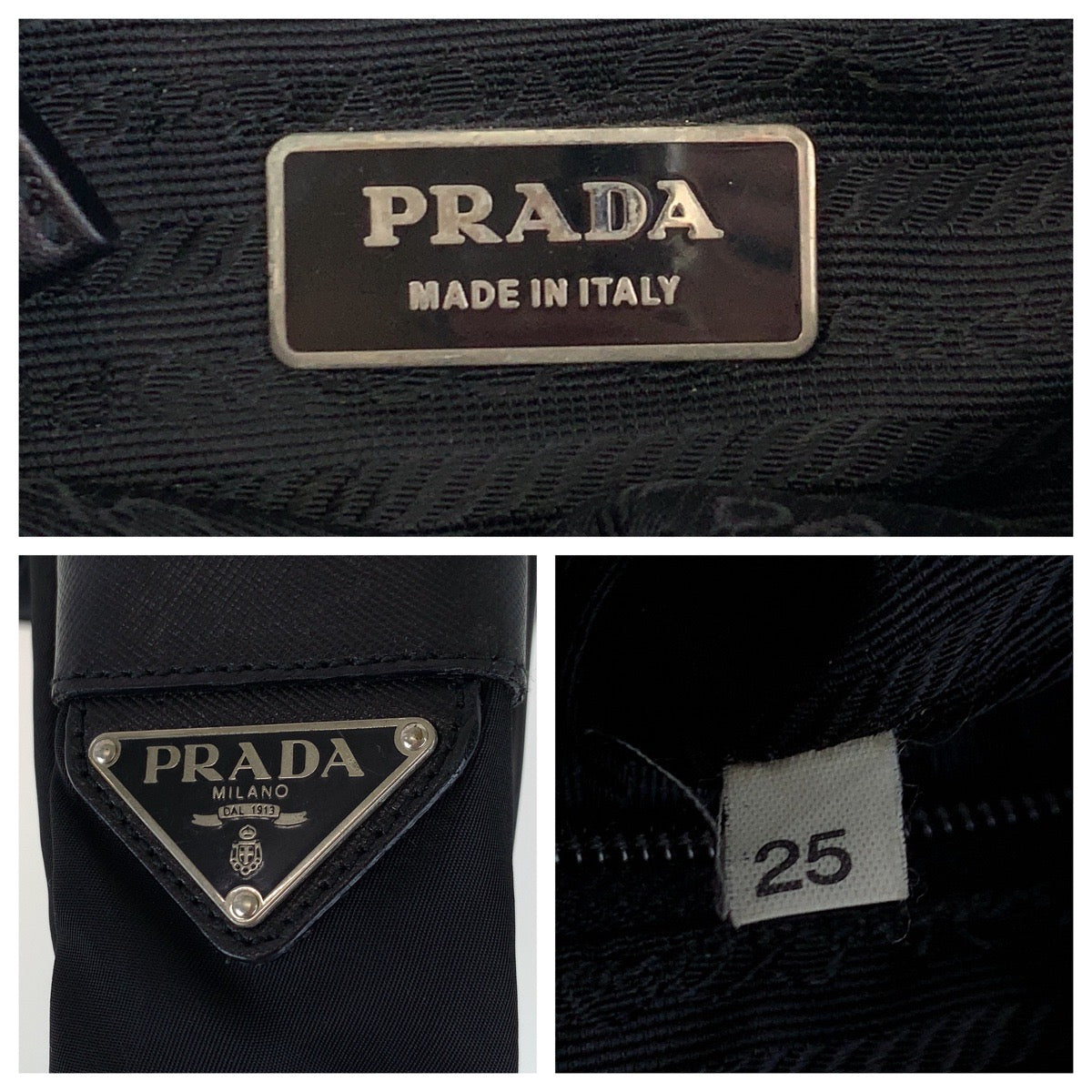 17465
PRADA プラダ テスート 三角ロゴプレート ブラック 黒 シルバー金具 ナイロン ショルダーバッグ ポシェット  レディース AB26