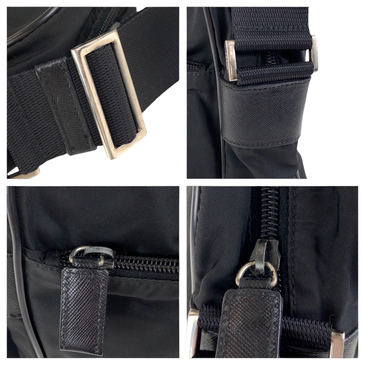 17465
PRADA プラダ テスート 三角ロゴプレート ブラック 黒 シルバー金具 ナイロン ショルダーバッグ ポシェット  レディース AB26