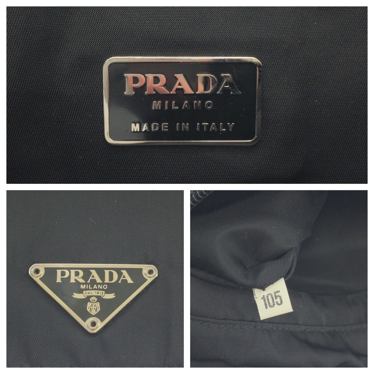 17466
PRADA プラダ テスート 三角ロゴプレート ブラック 黒 シルバー金具 ナイロン ショルダーバッグ ボディバッグ  レディース AB32