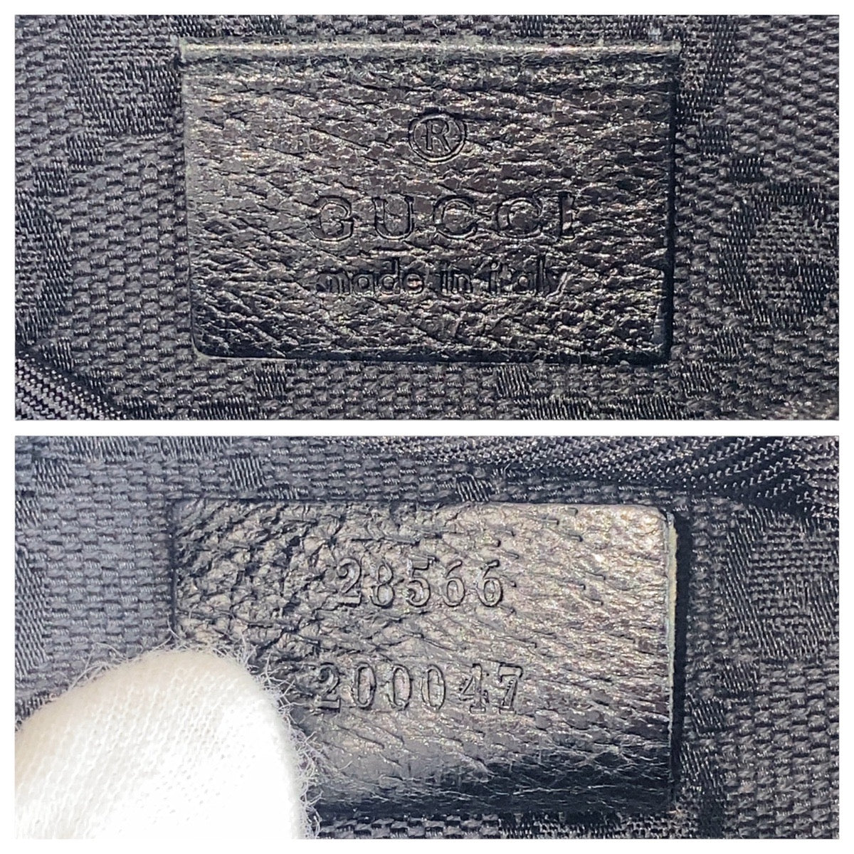 17467
GUCCI グッチ ブラック 黒 シルバー金具 GGキャンバス / レザー 28566 ボディバッグ バムバッグ  メンズ