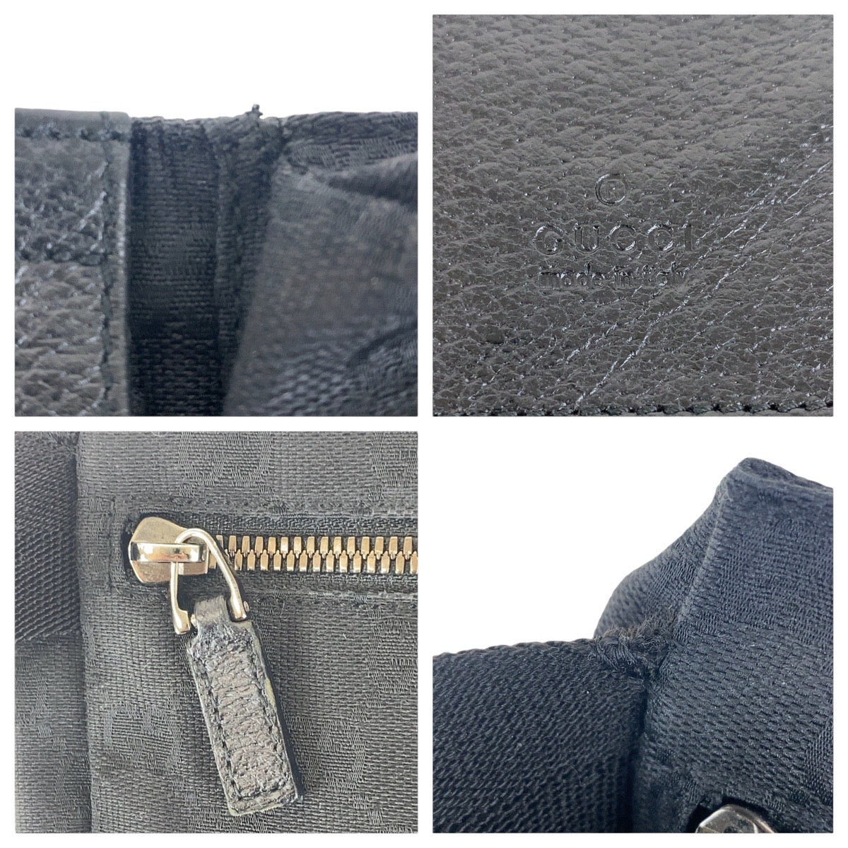 17467
GUCCI グッチ ブラック 黒 シルバー金具 GGキャンバス / レザー 28566 ボディバッグ バムバッグ  メンズ