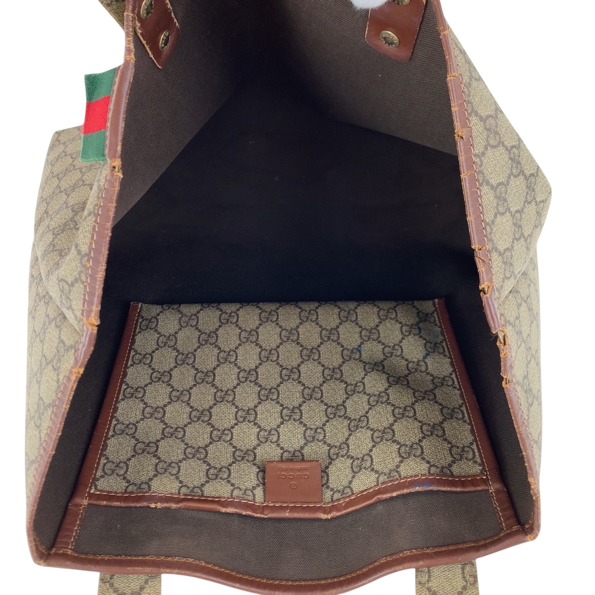 17468
GUCCI グッチ シェリーライン ベージュ ブラウン ゴールド金具 GGスプリームキャンバス 211134 トートバッグ ハンドバッグ  レディース