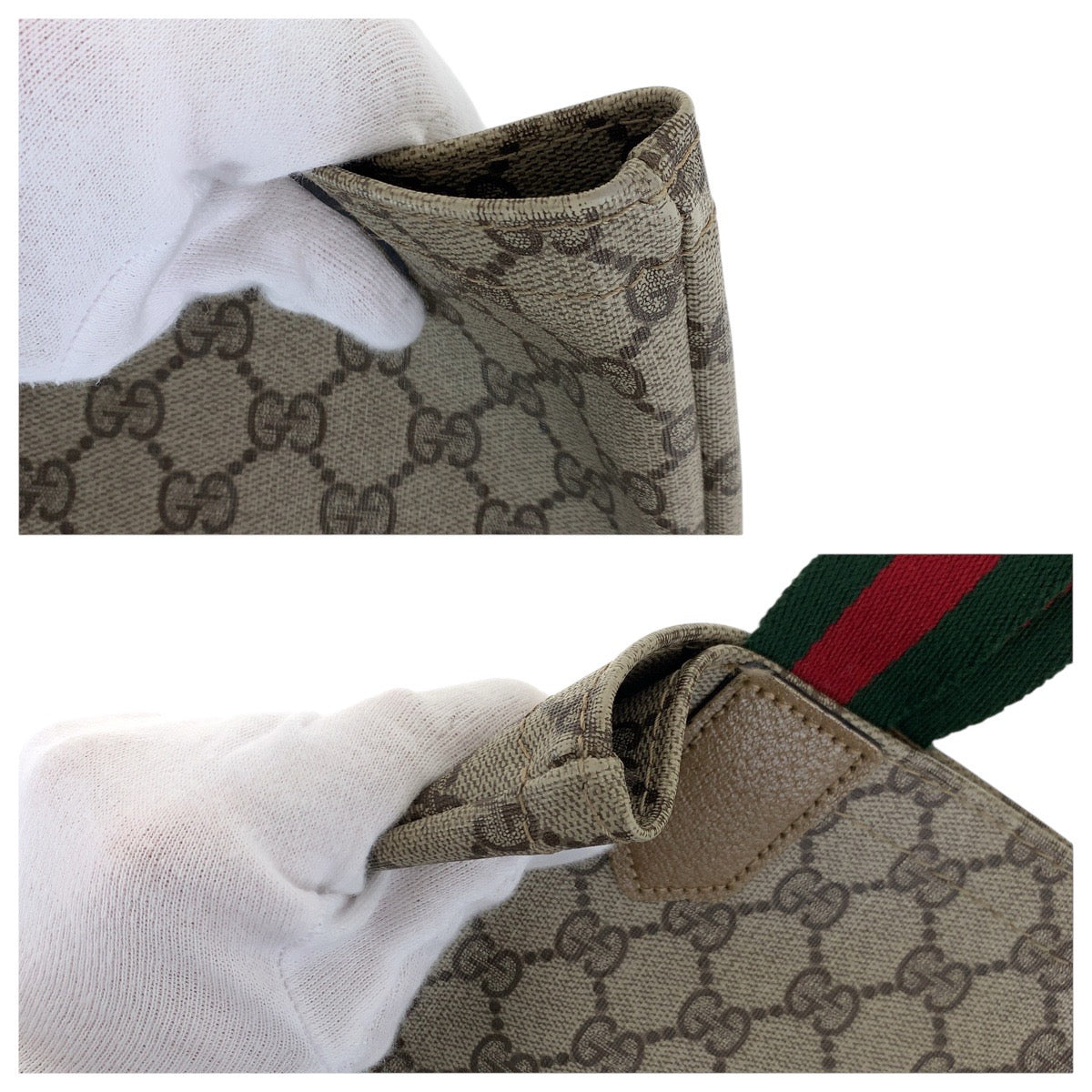 17470
GUCCI グッチ ヴィンテージ オールドグッチ シェリーライン ブラウン ゴールド金具 GGスプリームキャンバス / レザー トートバッグ ショルダーバッグ  レディース