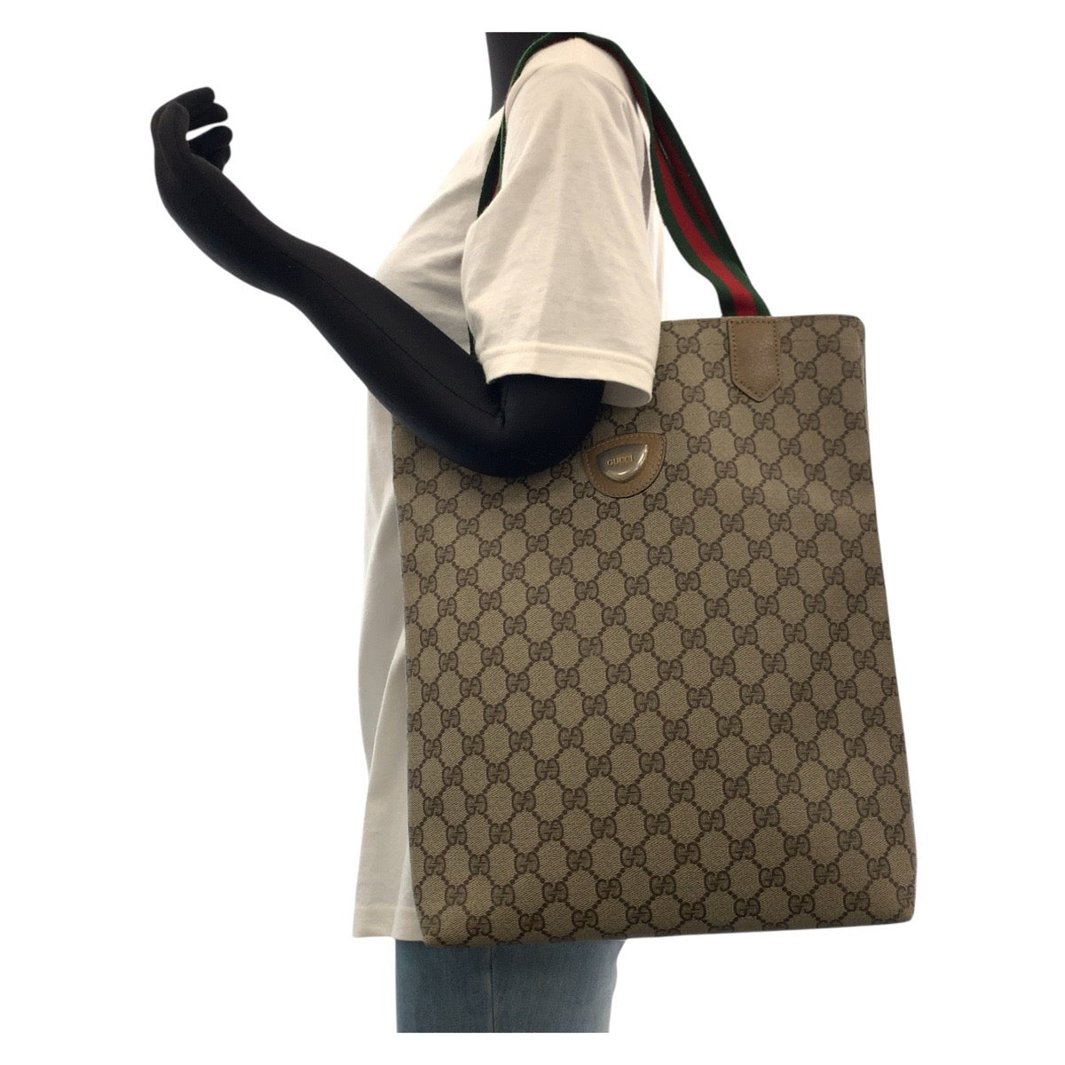 17470
GUCCI グッチ ヴィンテージ オールドグッチ シェリーライン ブラウン ゴールド金具 GGスプリームキャンバス / レザー トートバッグ ショルダーバッグ  レディース