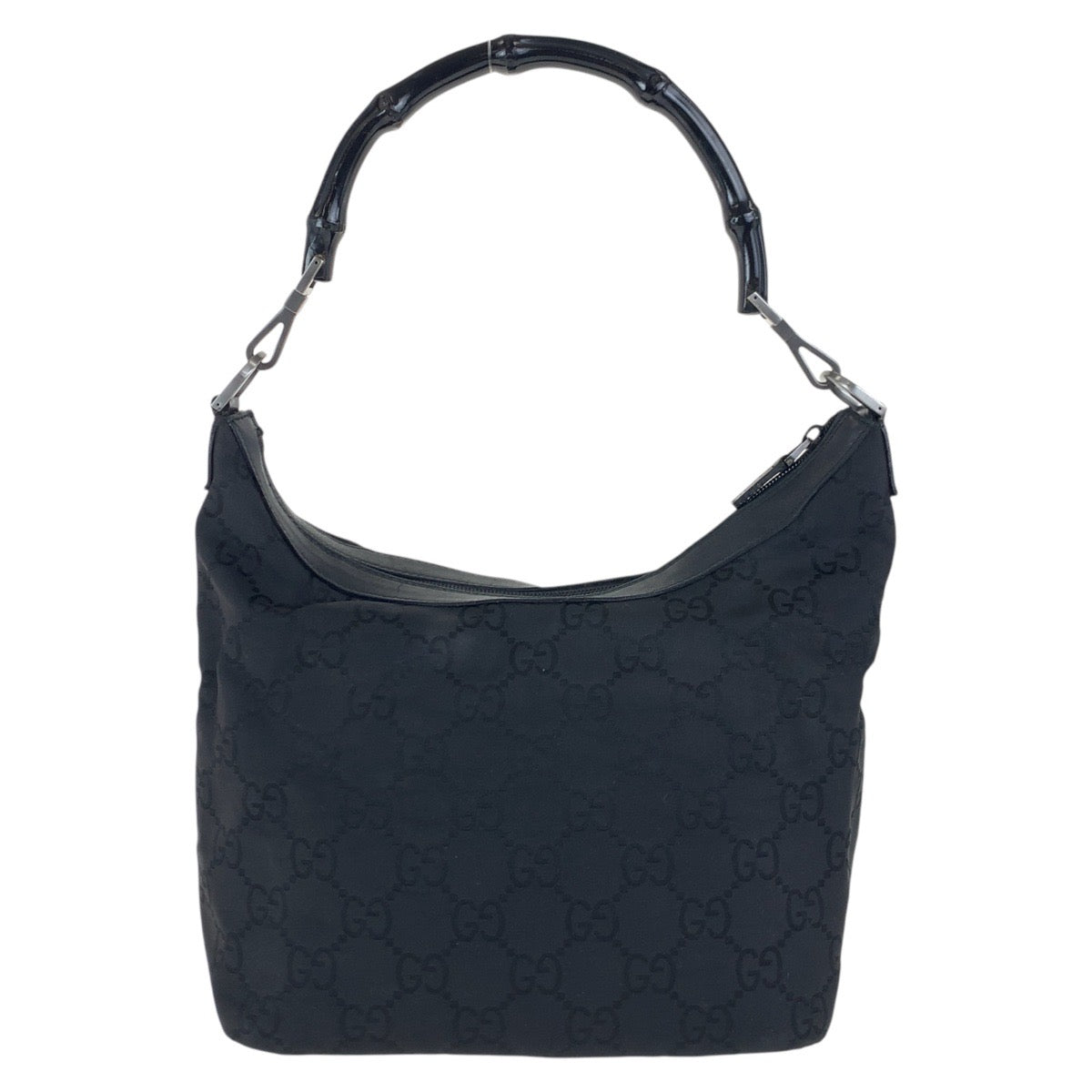 17472
GUCCI グッチ バンブー GG柄 ブラック 黒 シルバー金具 ナイロン / レザー 000 0531 ショルダーバッグ レディース AB32