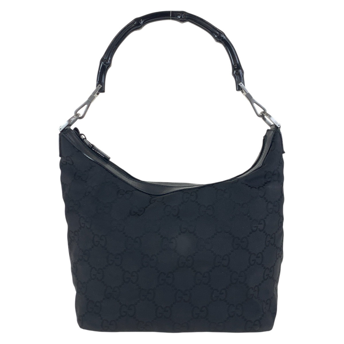 17472
GUCCI グッチ バンブー GG柄 ブラック 黒 シルバー金具 ナイロン / レザー 000 0531 ショルダーバッグ レディース AB32