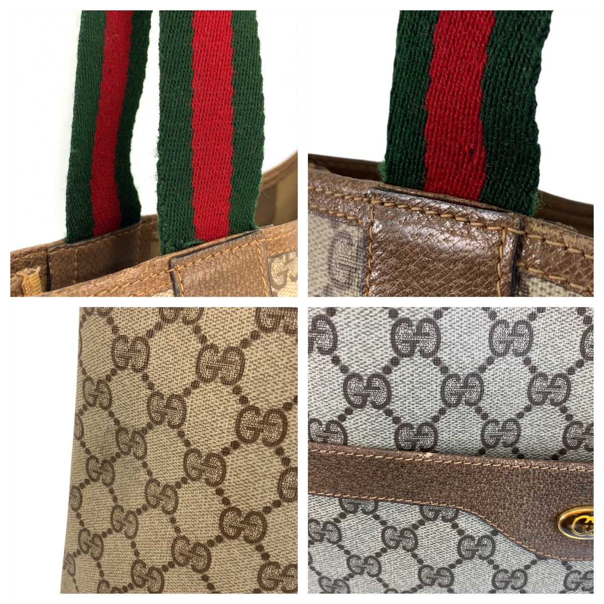 17473
GUCCI グッチ シェリーライン オールドグッチ ベージュ ゴールド金具 GGスプリームキャンバス / レザー 39 02 003 トートバッグ ショルダーバッグ  レディース