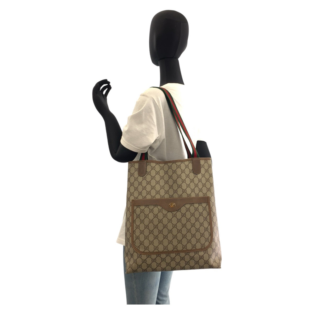 17473
GUCCI グッチ シェリーライン オールドグッチ ベージュ ゴールド金具 GGスプリームキャンバス / レザー 39 02 003 トートバッグ ショルダーバッグ  レディース