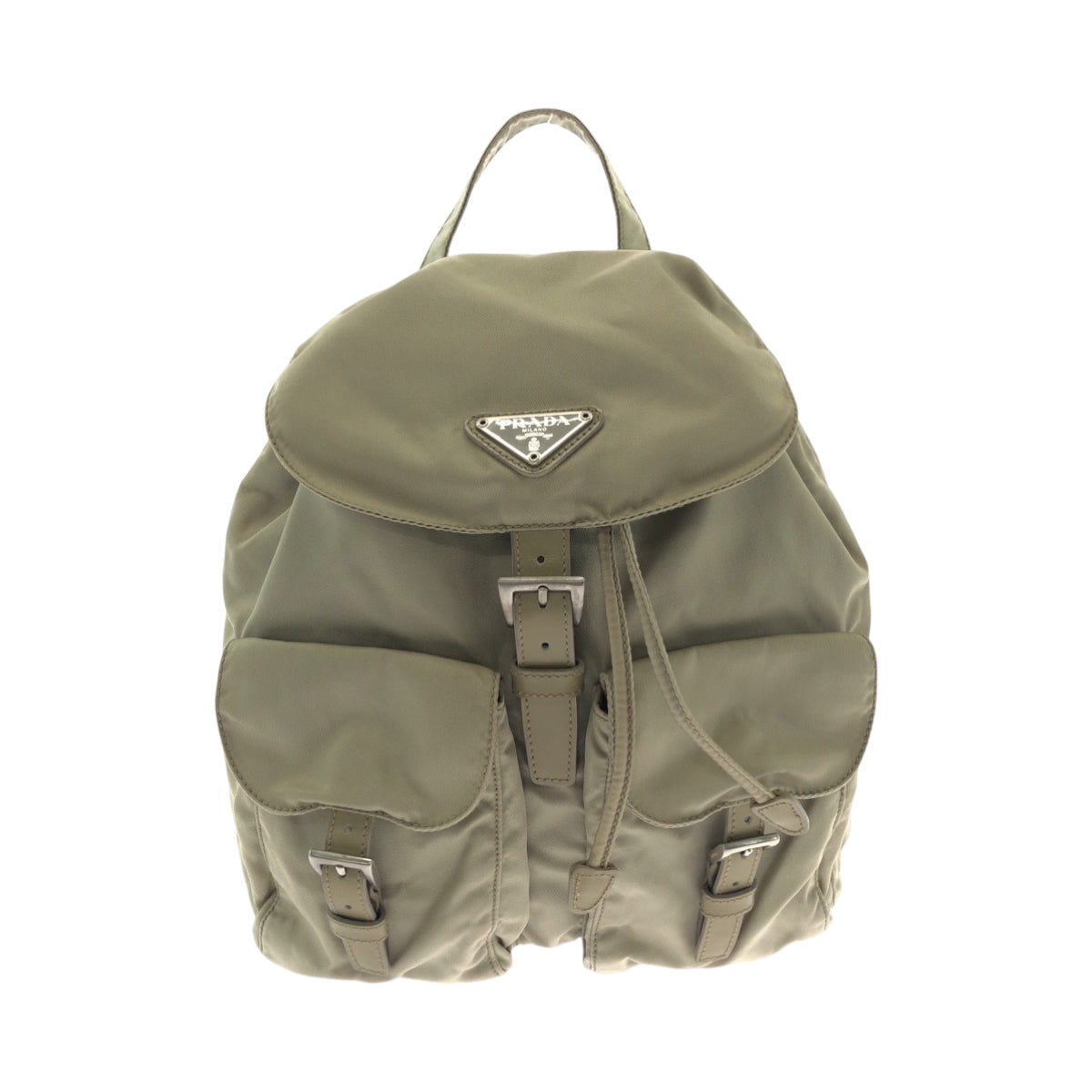 17474
PRADA Tessuto Triangle Logo Plate Greige Silver Hardware Nylon Backpack Rucksack Women's ABP48