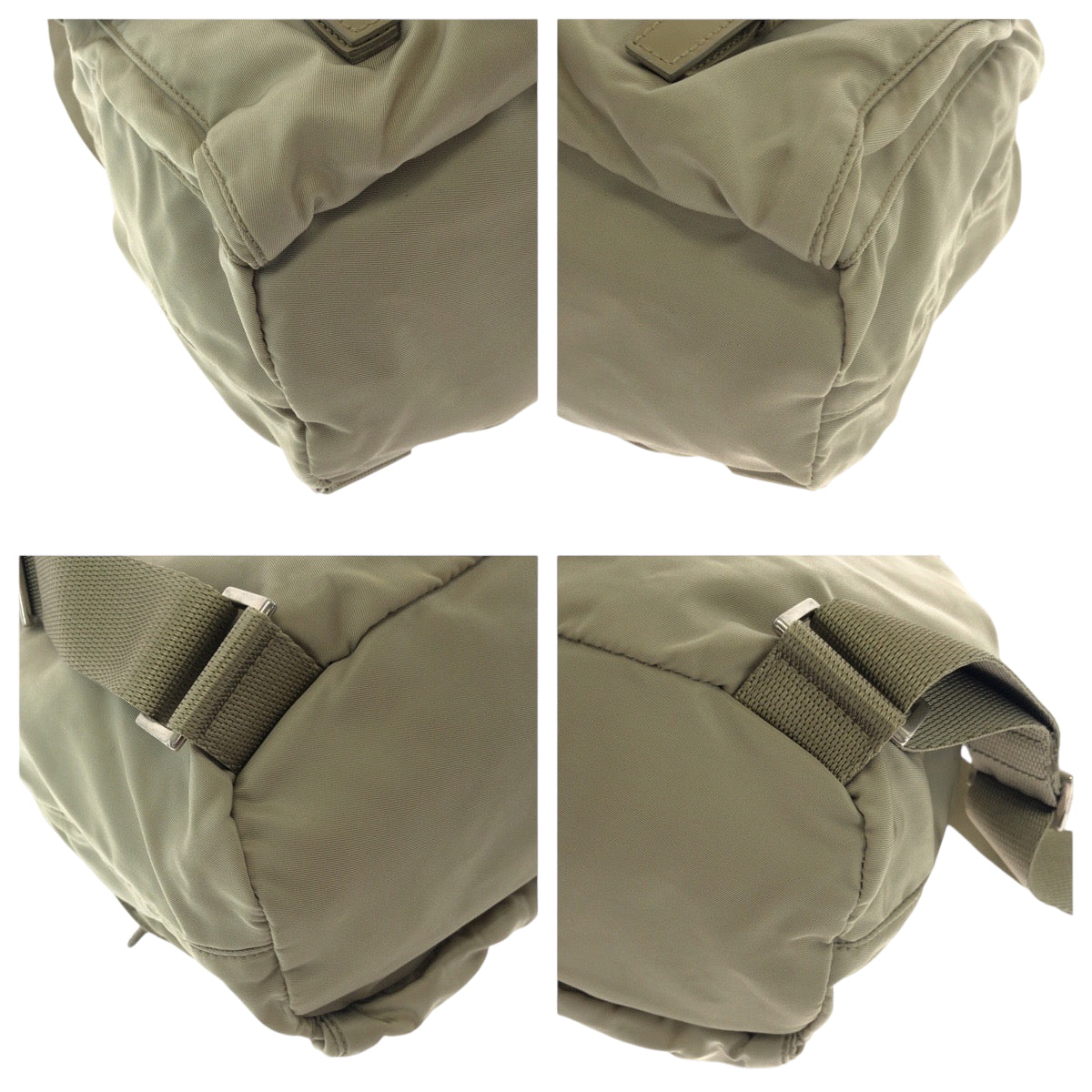 17474
PRADA Tessuto Triangle Logo Plate Greige Silver Hardware Nylon Backpack Rucksack Women's ABP48