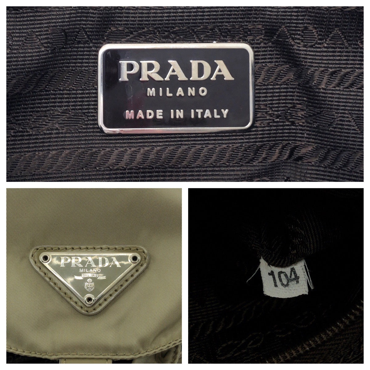 17474
PRADA Tessuto Triangle Logo Plate Greige Silver Hardware Nylon Backpack Rucksack Women's ABP48