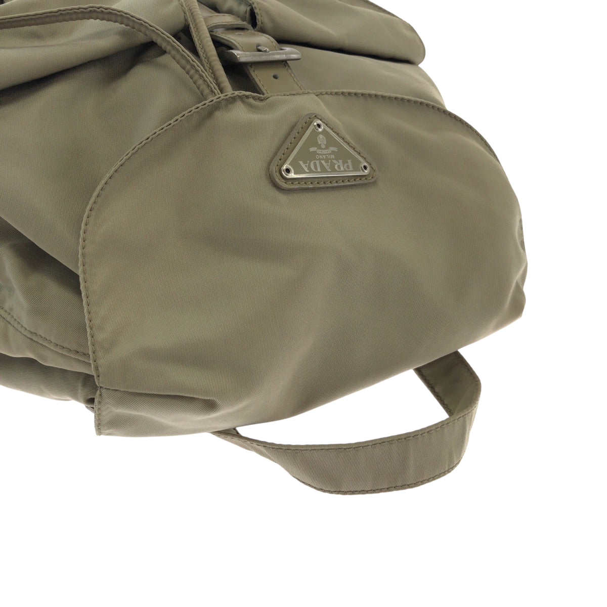 17474
PRADA Tessuto Triangle Logo Plate Greige Silver Hardware Nylon Backpack Rucksack Women's ABP48