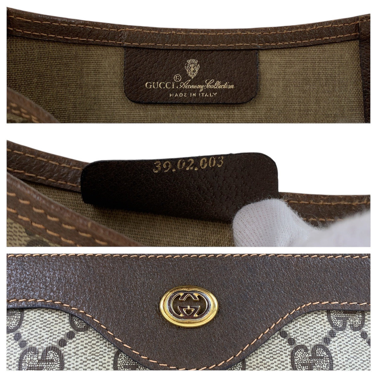 17475
GUCCI グッチ ヴィンテージ オールドグッチ シェリーライン ブラウン GGスプリームキャンバス / レザー 39 02 003 トートバッグ ショルダーバッグ  レディース ABP33