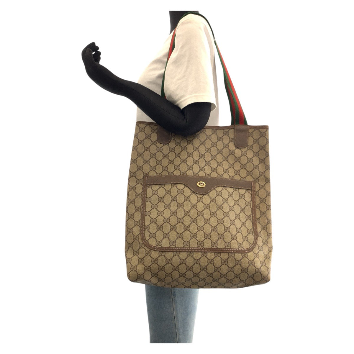 17475
GUCCI グッチ ヴィンテージ オールドグッチ シェリーライン ブラウン GGスプリームキャンバス / レザー 39 02 003 トートバッグ ショルダーバッグ  レディース ABP33