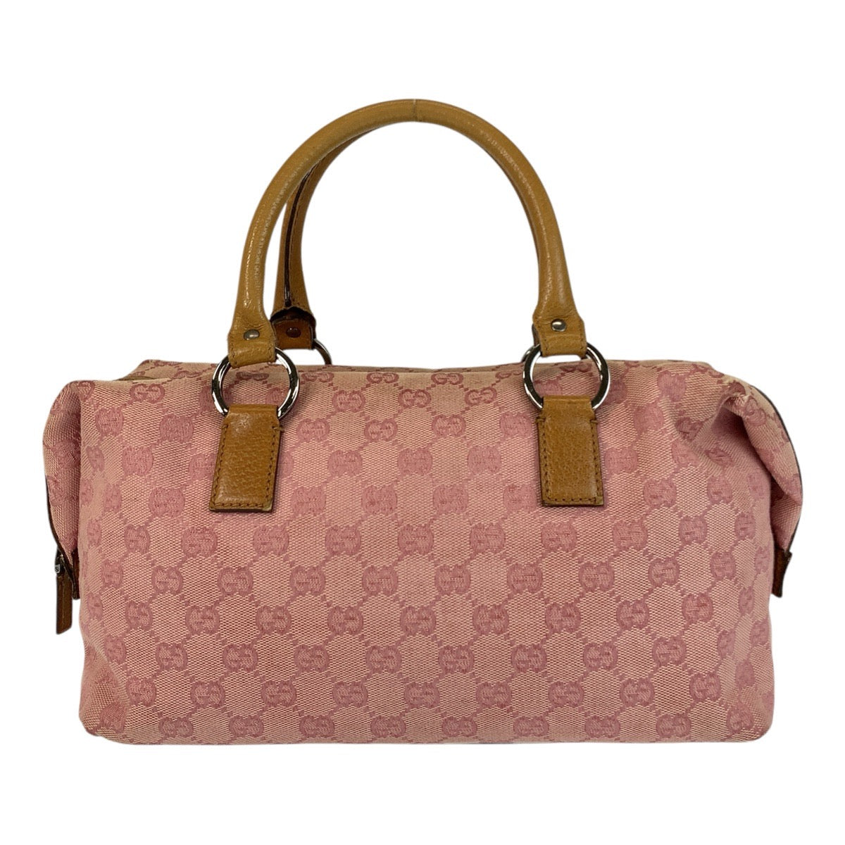 17476
GUCCI グッチ ピンク キャメル シルバー金具 GGキャンバス / レザー 113009 ハンドバッグ  レディース AB32