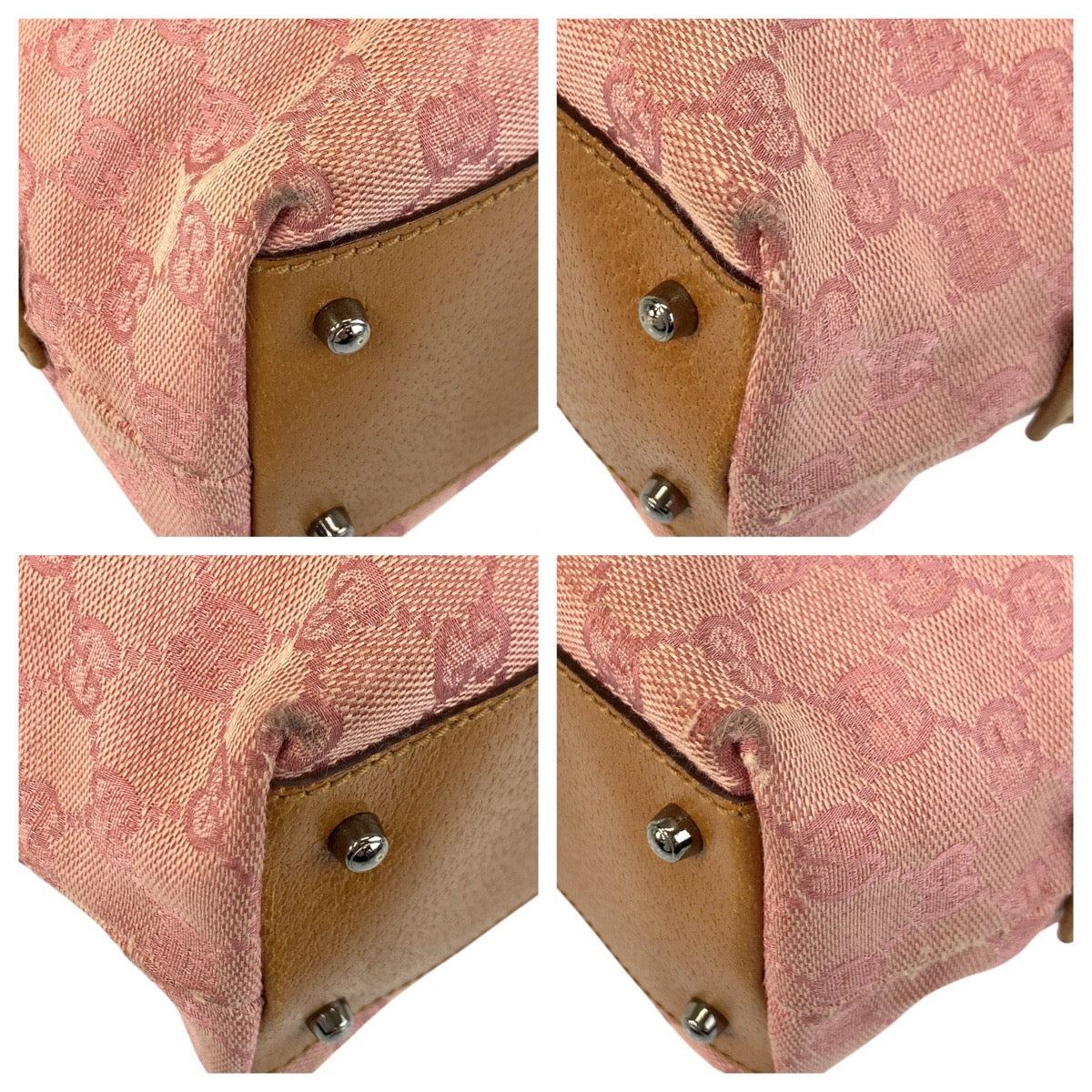 17476
GUCCI グッチ ピンク キャメル シルバー金具 GGキャンバス / レザー 113009 ハンドバッグ  レディース AB32