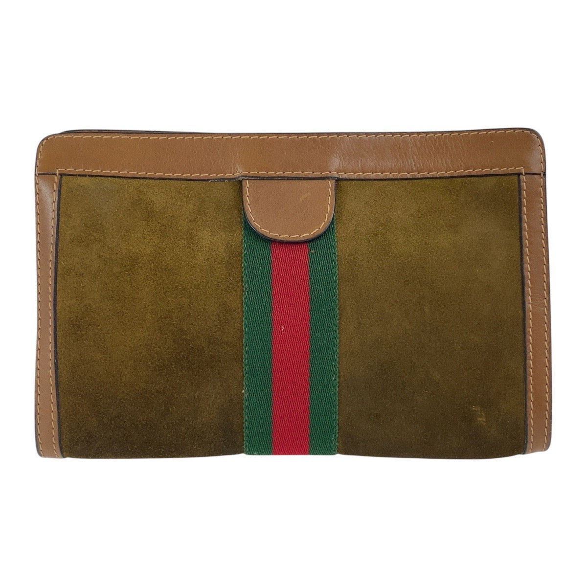 17477
GUCCI グッチ ヴィンテージ オールドグッチ シェリーライン ブラウン マルチカラー スウェード / レザー クラッチバッグ セカンドバッグ  メンズ ABP18