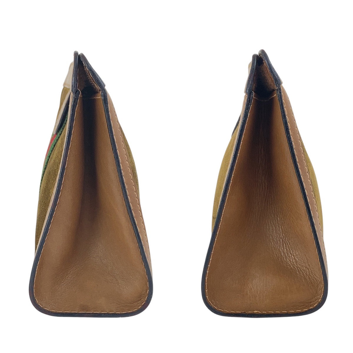 17477
GUCCI グッチ ヴィンテージ オールドグッチ シェリーライン ブラウン マルチカラー スウェード / レザー クラッチバッグ セカンドバッグ  メンズ ABP18