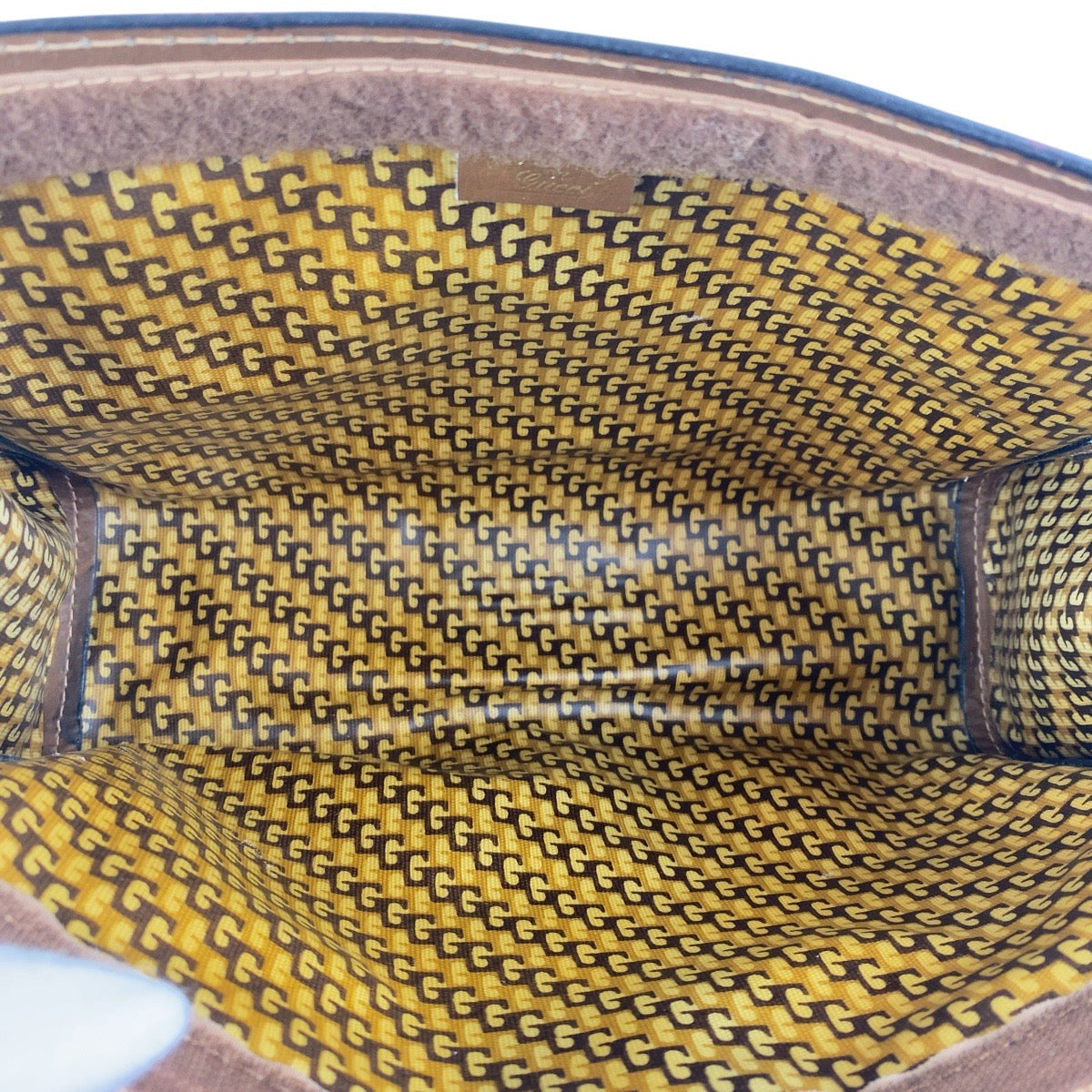 17477
GUCCI グッチ ヴィンテージ オールドグッチ シェリーライン ブラウン マルチカラー スウェード / レザー クラッチバッグ セカンドバッグ  メンズ ABP18