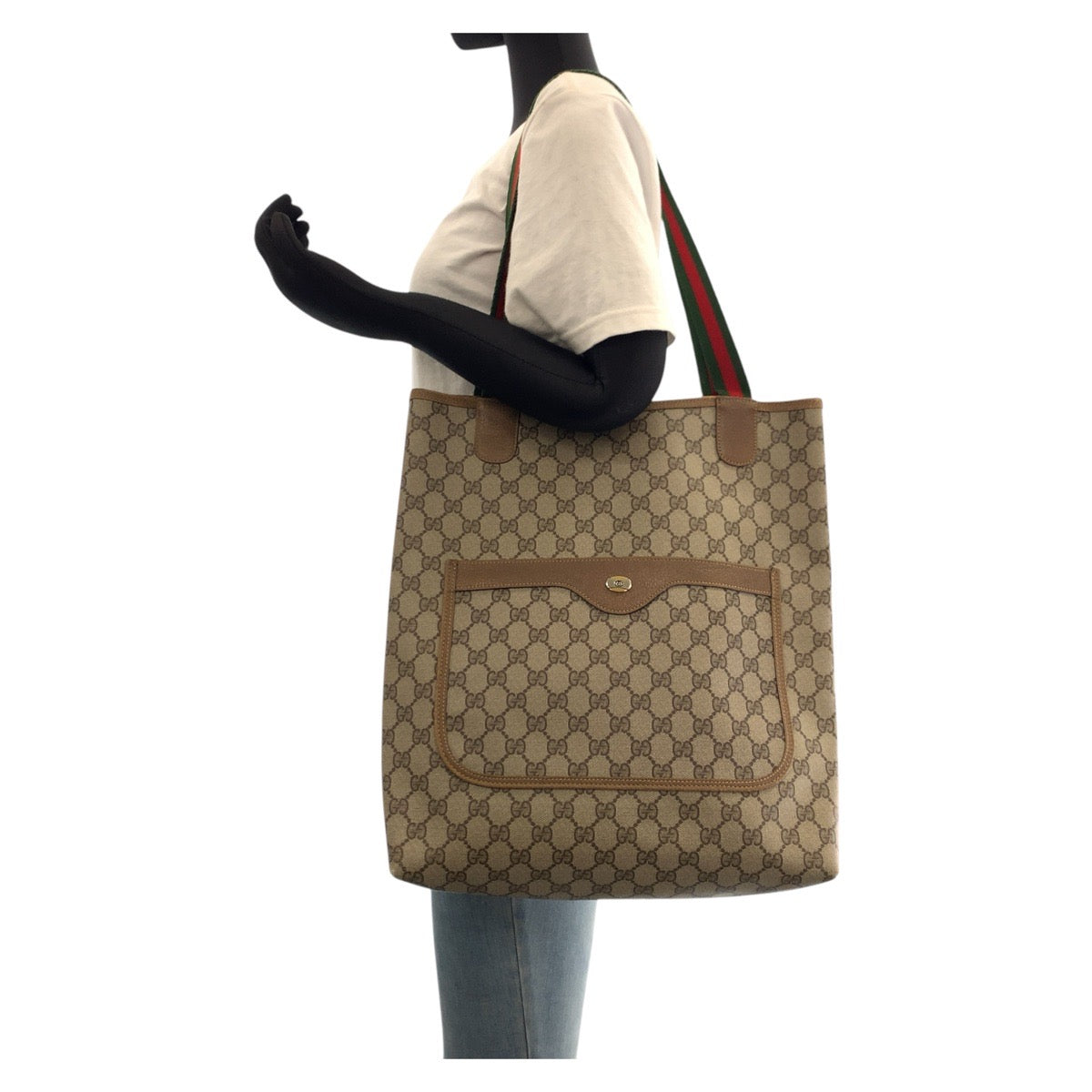 17478
GUCCI グッチ ヴィンテージ オールドグッチ シェリーライン ブラウン GGスプリームキャンバス / レザー 39 02 003 トートバッグ ショルダーバッグ  レディース