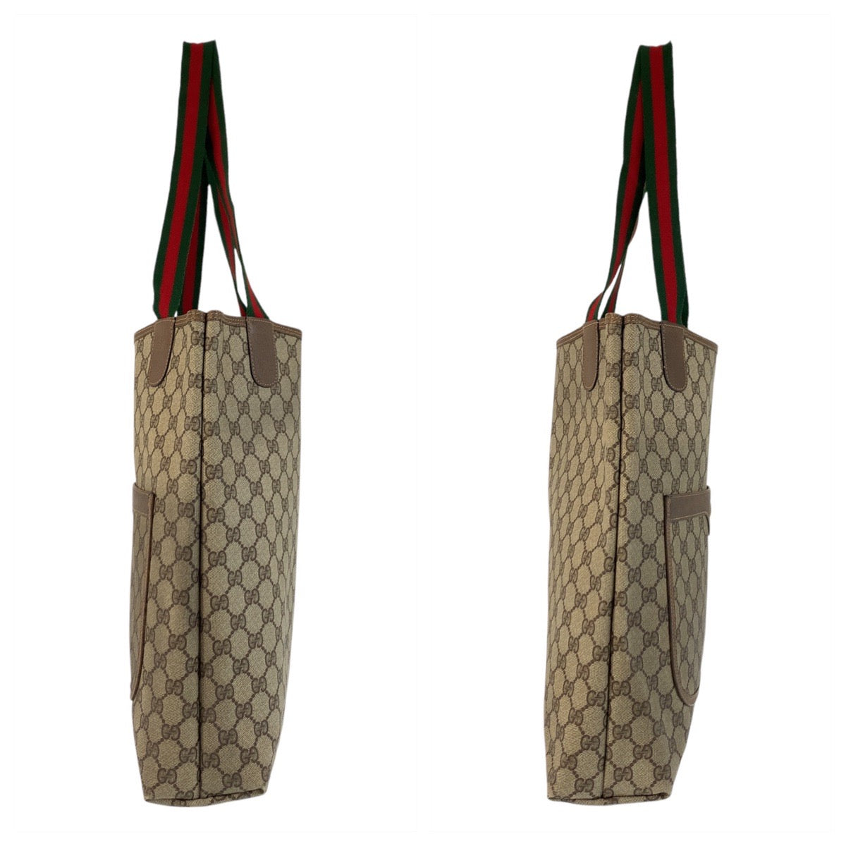 17479
GUCCI グッチ ヴィンテージ シェリーライン オールドグッチ ベージュ ブラウン GGスプリームキャンバス / レザー 39 02 003 トートバッグ ショルダーバッグ  レディース AB33