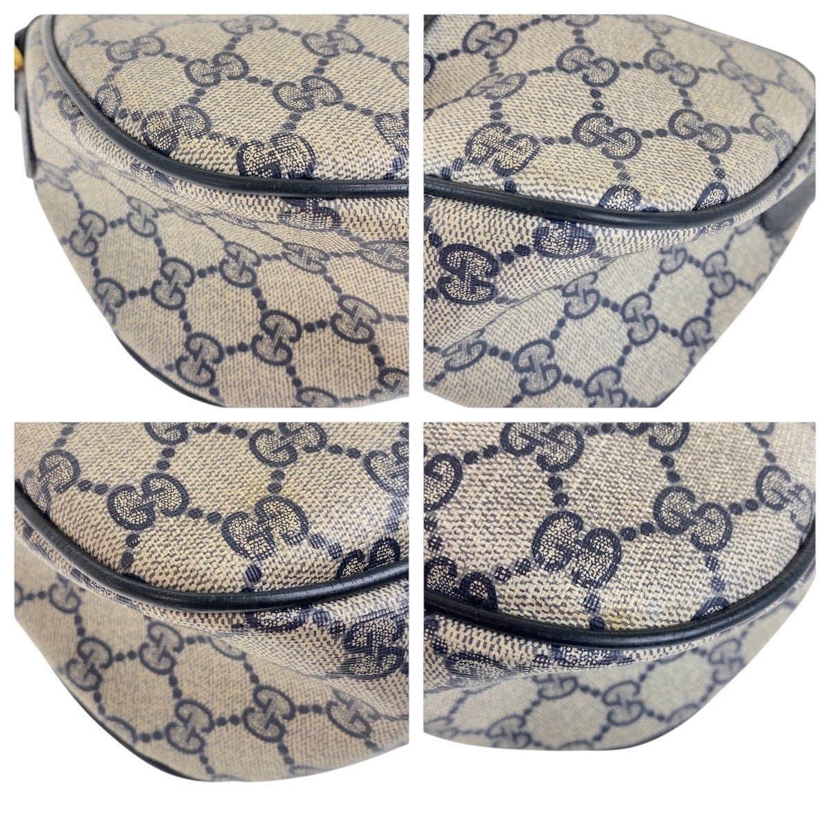 17481
GUCCI グッチ ヴィンテージ オールドグッチ シェリーライン ネイビー ゴールド金具 GGスプリームキャンバス / レザー 89 02 032 斜め掛け ショルダーバッグ  レディース AB28