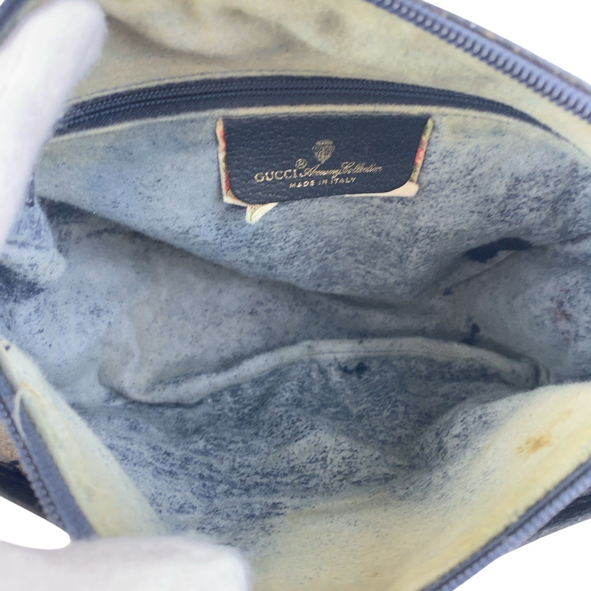 17481
GUCCI グッチ ヴィンテージ オールドグッチ シェリーライン ネイビー ゴールド金具 GGスプリームキャンバス / レザー 89 02 032 斜め掛け ショルダーバッグ  レディース AB28