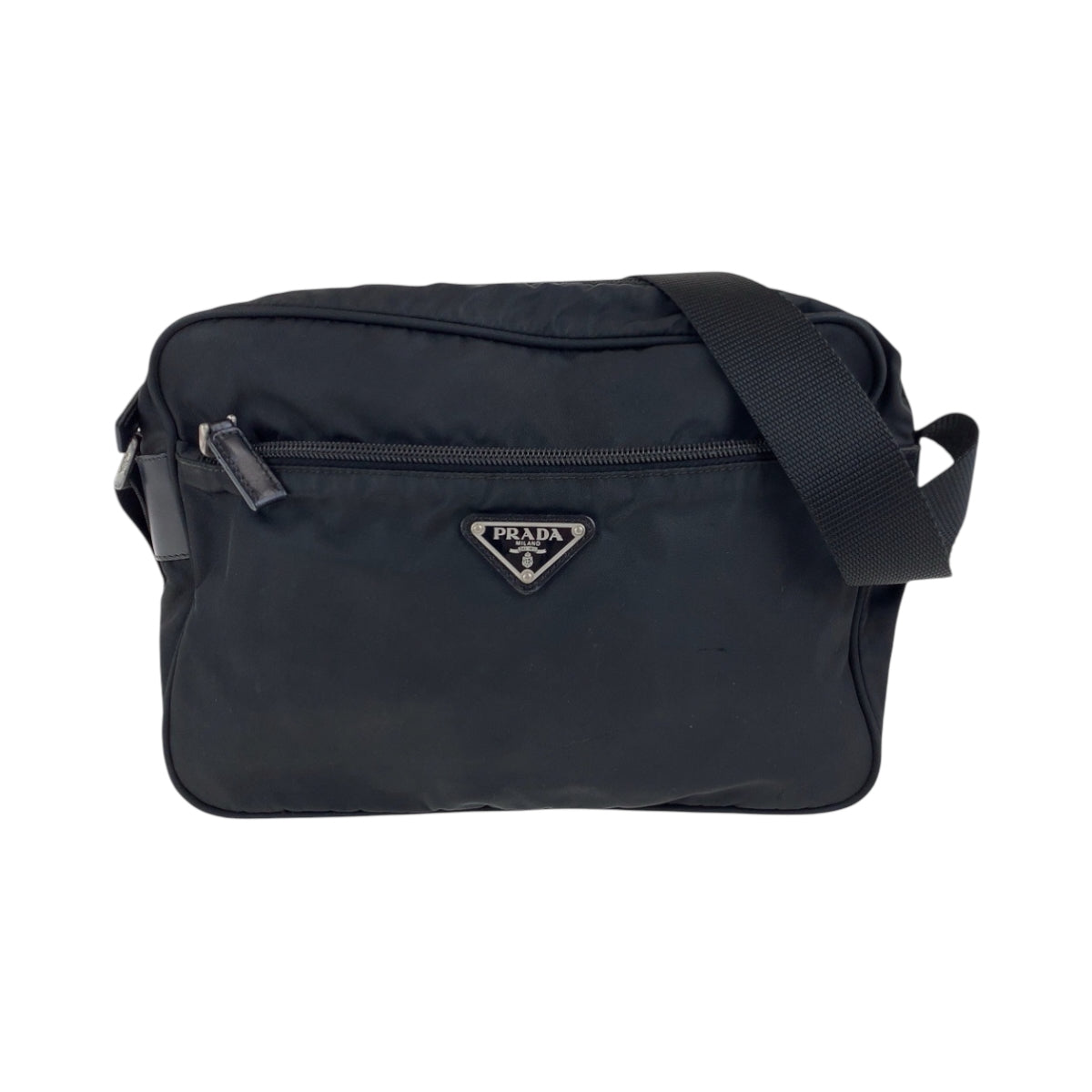 17484
PRADA プラダ テスート 三角ロゴプレート ブラック 黒 シルバー金具 ナイロン B9061 ショルダーバッグ ポシェット  レディース