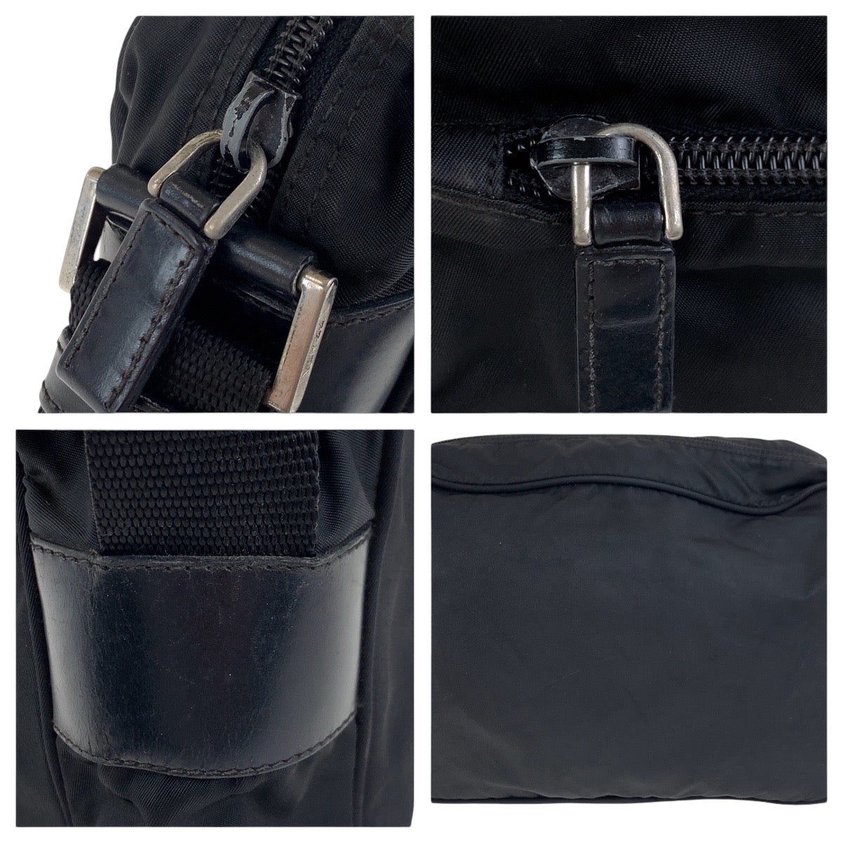 17484
PRADA プラダ テスート 三角ロゴプレート ブラック 黒 シルバー金具 ナイロン B9061 ショルダーバッグ ポシェット  レディース