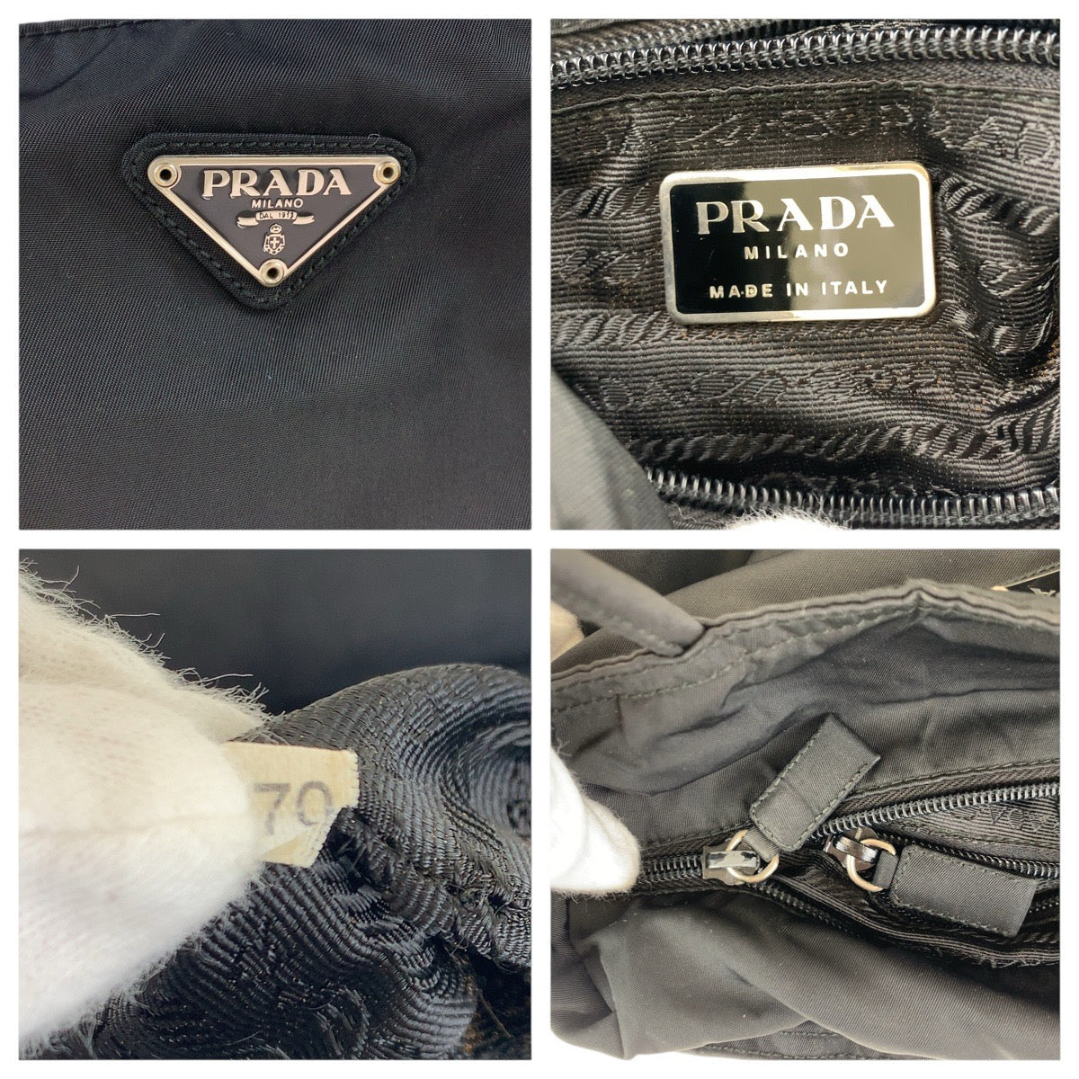 17485
PRADA プラダ テスート 三角ロゴプレート ブラック 黒 シルバー金具 ナイロン トートバッグ ハンドバッグ  レディース ABP40