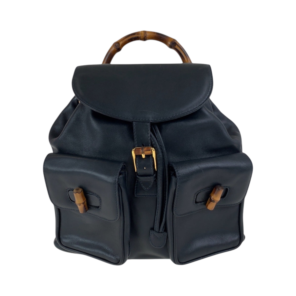 17486
GUCCI グッチ ヴィンテージ バンブー ブラック 黒 ブラウン ゴールド金具 レザー 003 2058 0016 リュックサック バックパック  レディース ABP40