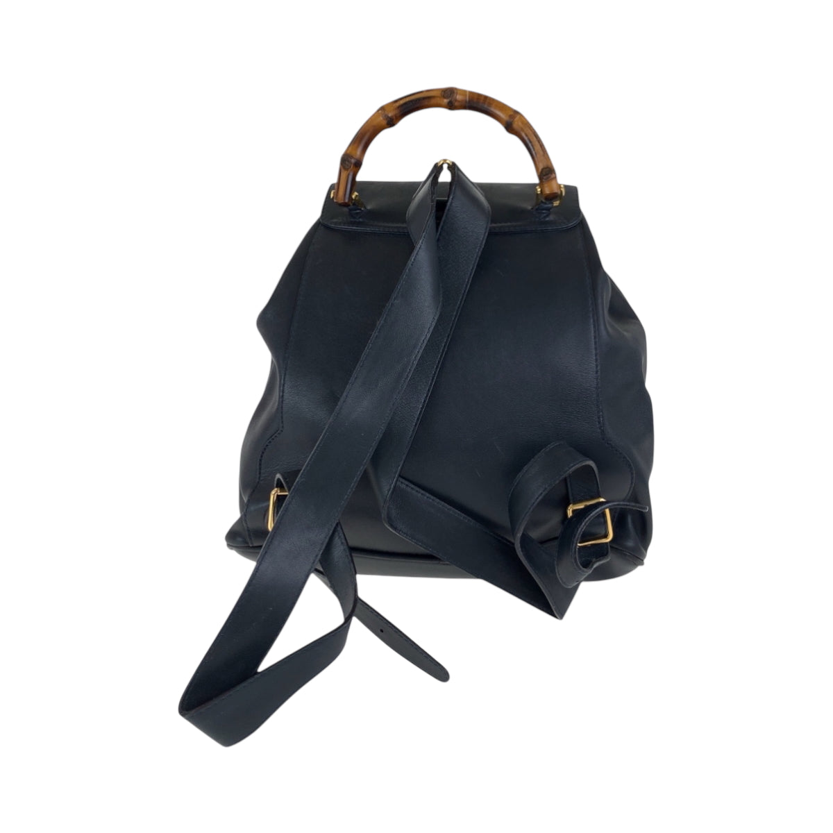 17486
GUCCI グッチ ヴィンテージ バンブー ブラック 黒 ブラウン ゴールド金具 レザー 003 2058 0016 リュックサック バックパック  レディース ABP40