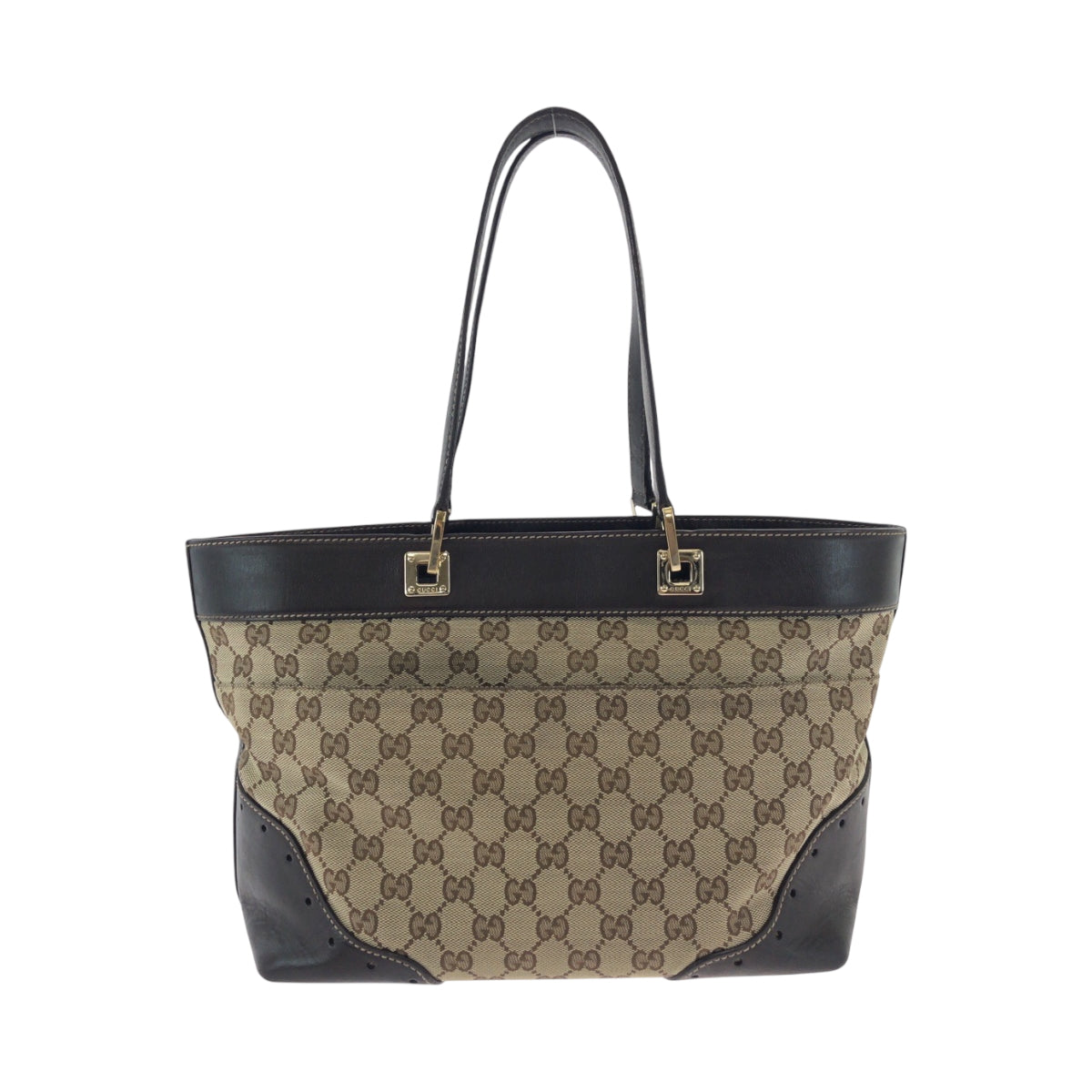 17488
GUCCI グッチ ベージュ ブラウン ゴールド金具 GGキャンバス 145993 トートバッグ ショルダーバッグ  レディース AB40