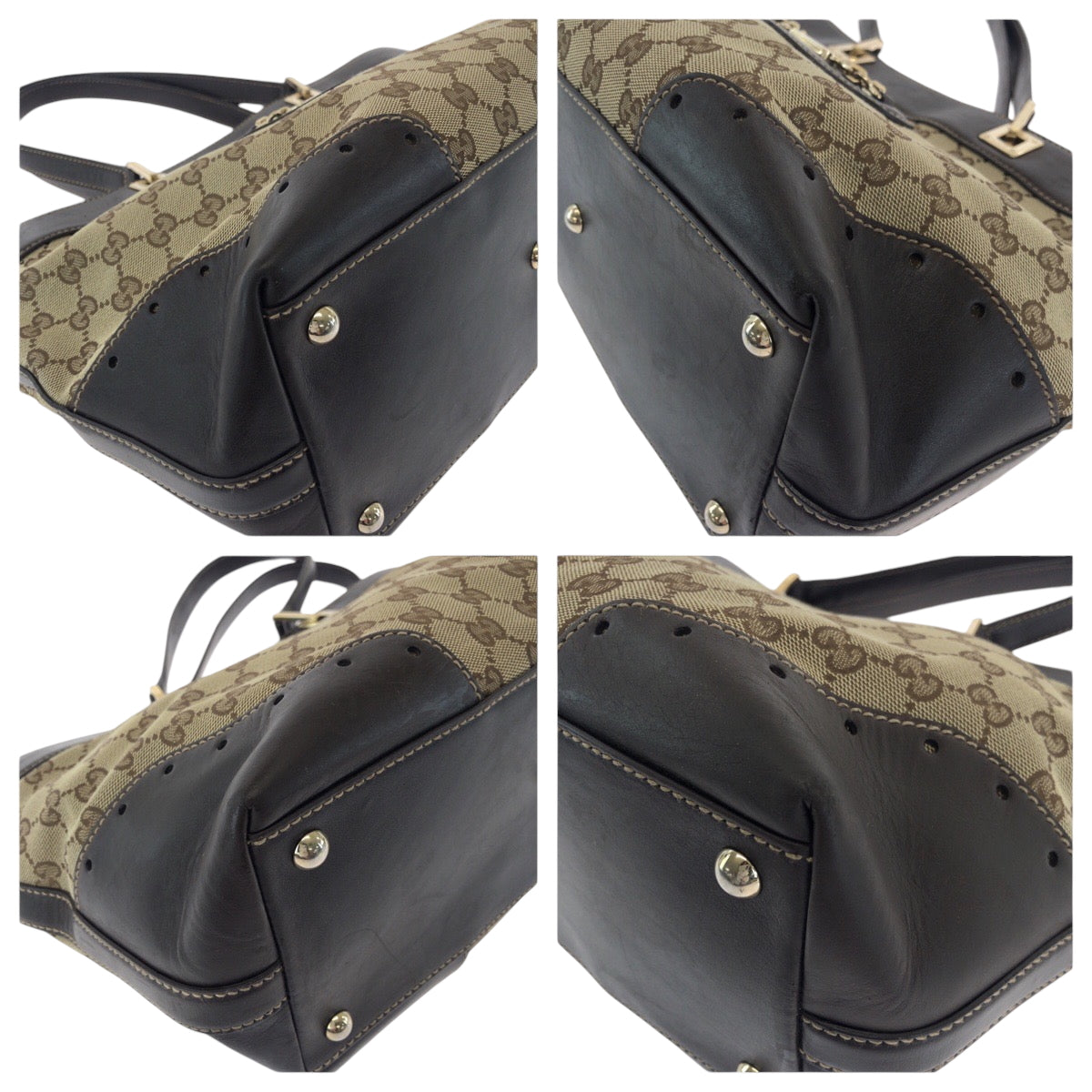 17488
GUCCI グッチ ベージュ ブラウン ゴールド金具 GGキャンバス 145993 トートバッグ ショルダーバッグ  レディース AB40