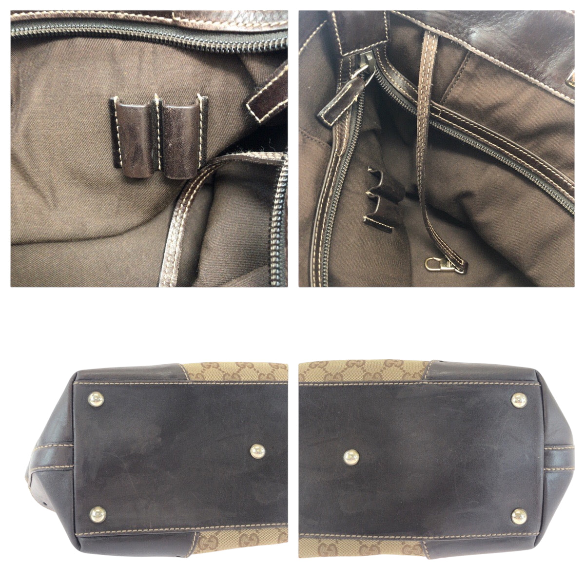 17488
GUCCI グッチ ベージュ ブラウン ゴールド金具 GGキャンバス 145993 トートバッグ ショルダーバッグ  レディース AB40