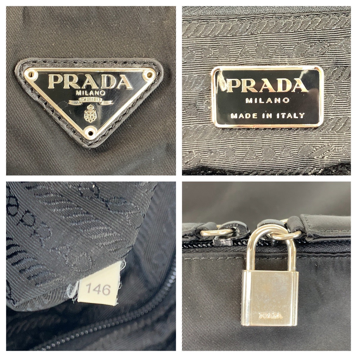 17489
PRADA プラダ テスート 三角ロゴプレート ブラック 黒 シルバー金具 ナイロン ボストンバッグ ショルダーバッグ 2way  メンズ