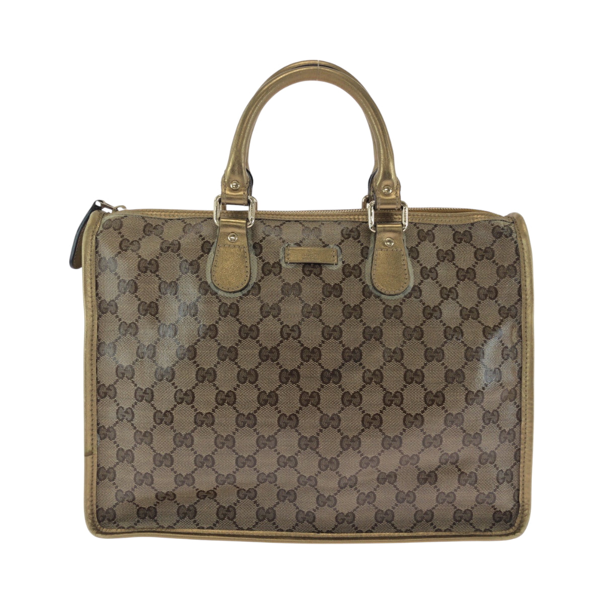 17490
GUCCI グッチ GGクリスタル ブラウン ゴールド ゴールド金具 PVC 190259 トートバッグ ハンドバッグ  レディース AB32