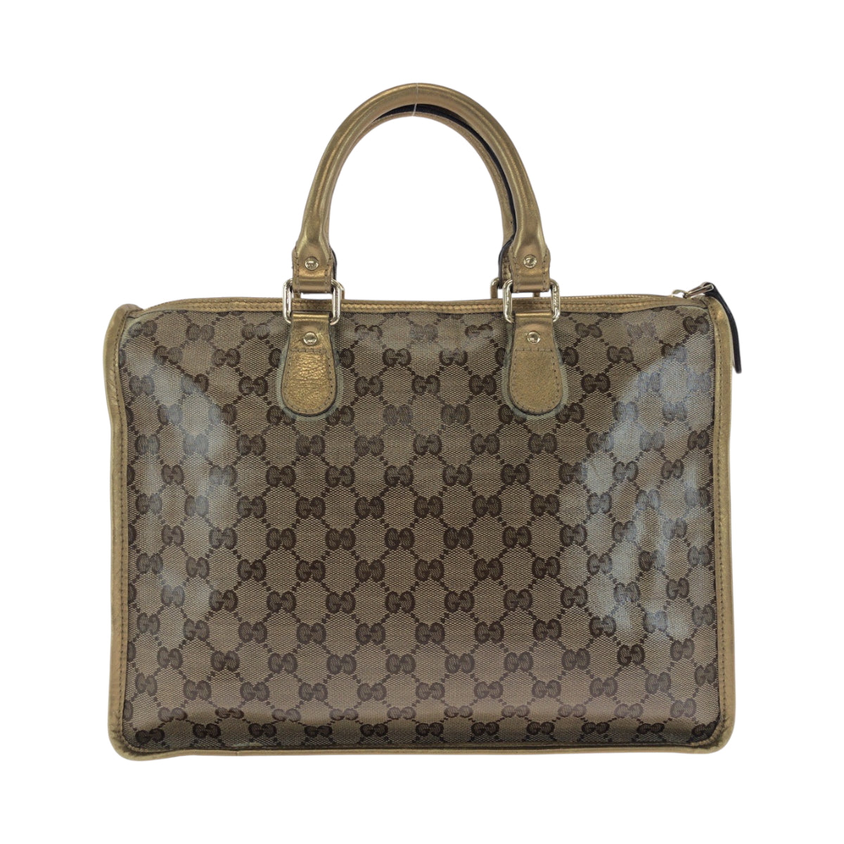 17490
GUCCI グッチ GGクリスタル ブラウン ゴールド ゴールド金具 PVC 190259 トートバッグ ハンドバッグ  レディース AB32
