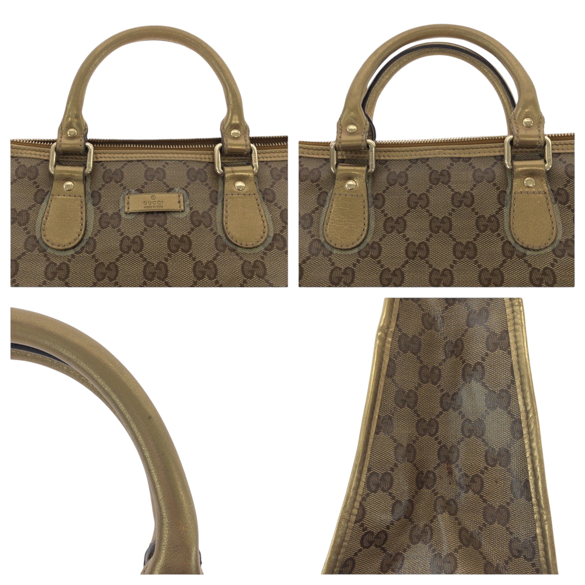 17490
GUCCI グッチ GGクリスタル ブラウン ゴールド ゴールド金具 PVC 190259 トートバッグ ハンドバッグ  レディース AB32