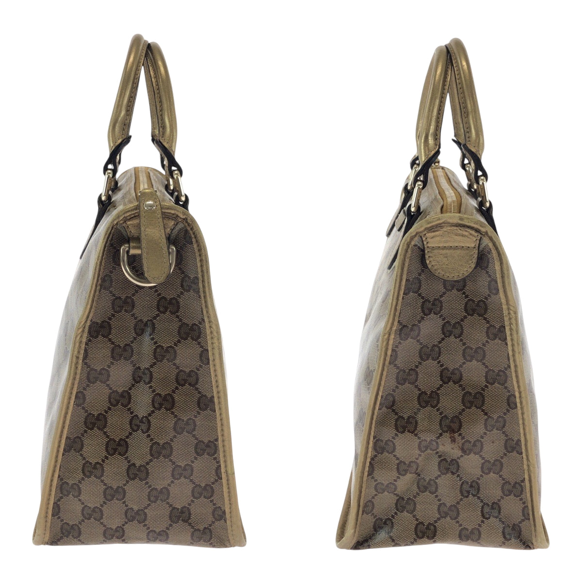 17490
GUCCI グッチ GGクリスタル ブラウン ゴールド ゴールド金具 PVC 190259 トートバッグ ハンドバッグ  レディース AB32