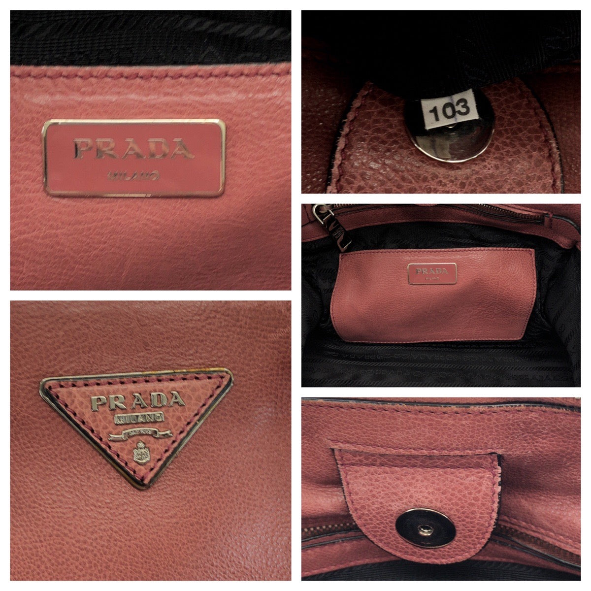 17492
PRADA プラダ 三角ロゴプレート ダスティピンク シルバー金具 レザー B2625M トートバッグ ショルダーバッグ ハンドバッグ 2way  レディース