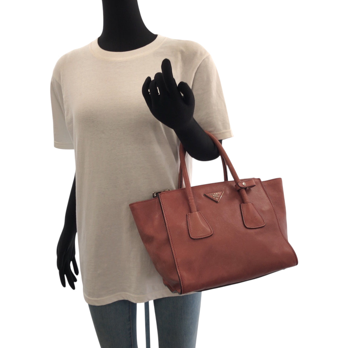 17492
PRADA プラダ 三角ロゴプレート ダスティピンク シルバー金具 レザー B2625M トートバッグ ショルダーバッグ ハンドバッグ 2way  レディース