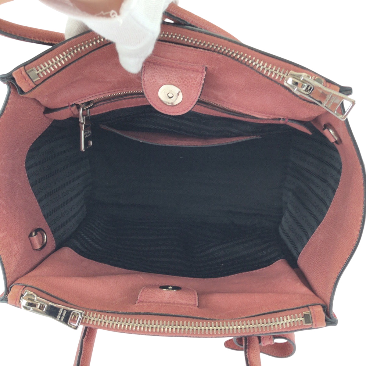 17492
PRADA プラダ 三角ロゴプレート ダスティピンク シルバー金具 レザー B2625M トートバッグ ショルダーバッグ ハンドバッグ 2way  レディース